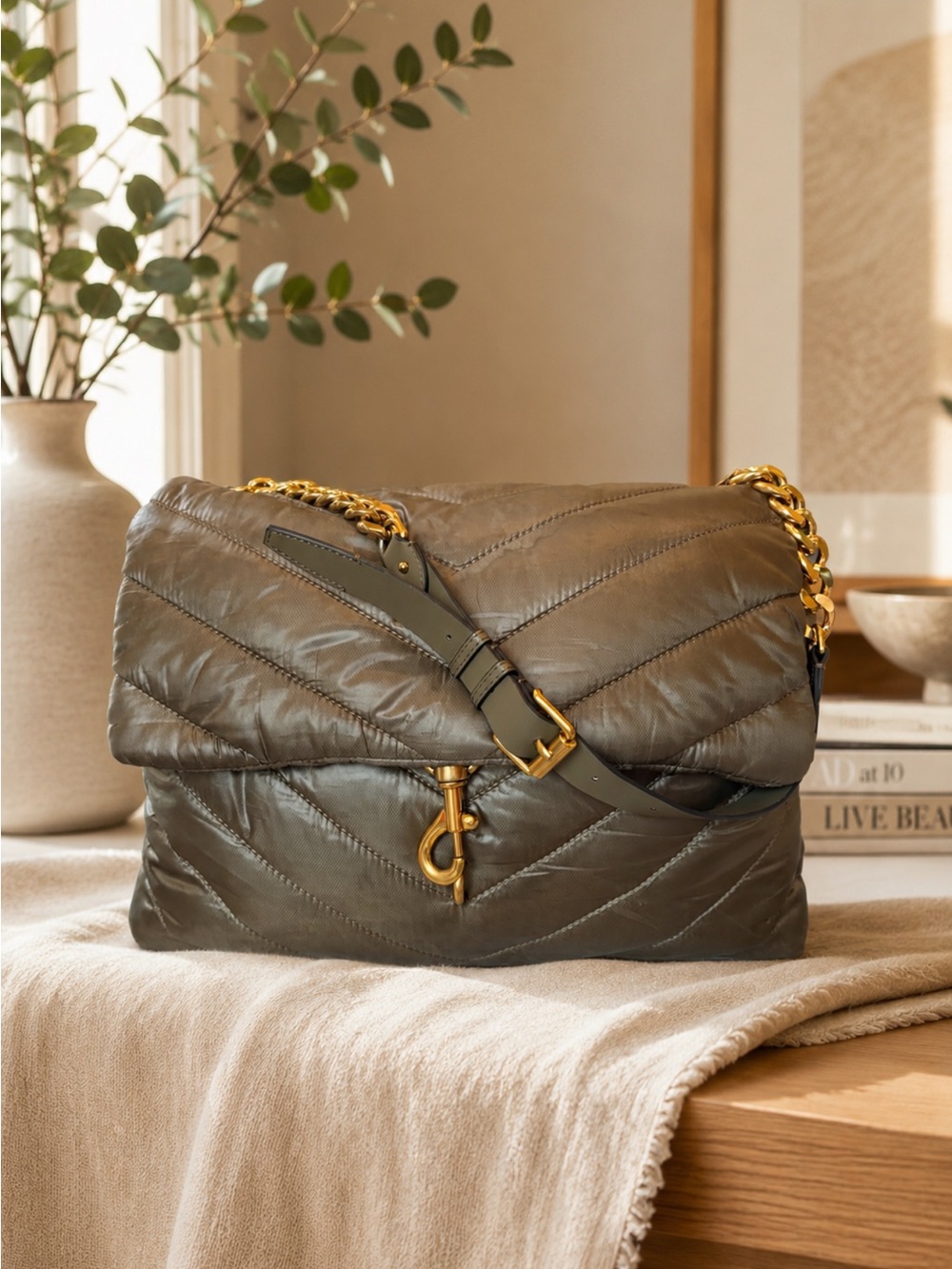 Rebecca Minkoff Edie Nylon Jumbo Flap Shoulder Puffy Quilted Nylon Sloulder Bag